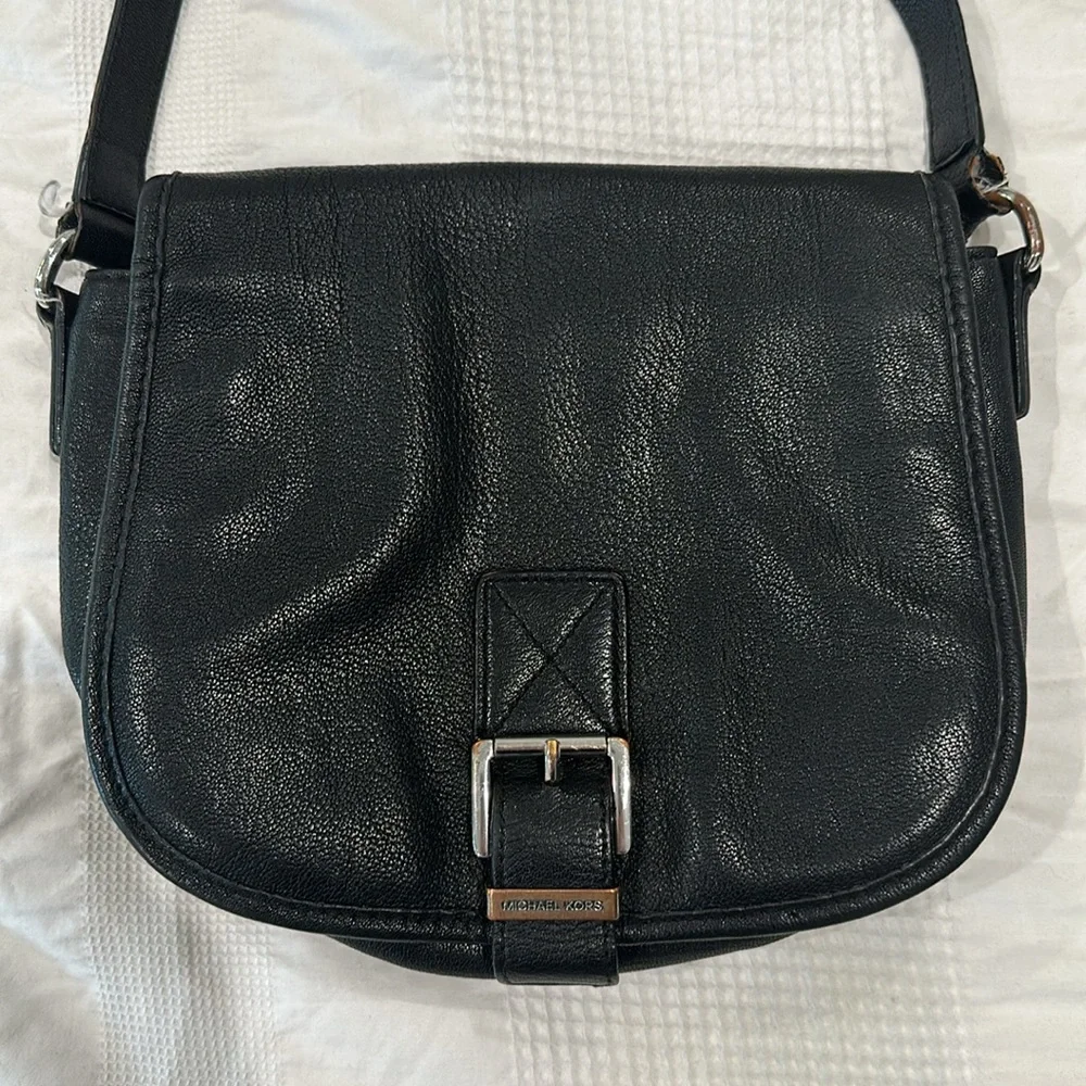 Michael Kors black leather shoulder bag